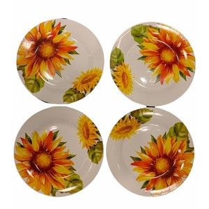 Royal Norfolk Sunflower Dinner Plates‎ 10 1/2”Set Of 4 NWT